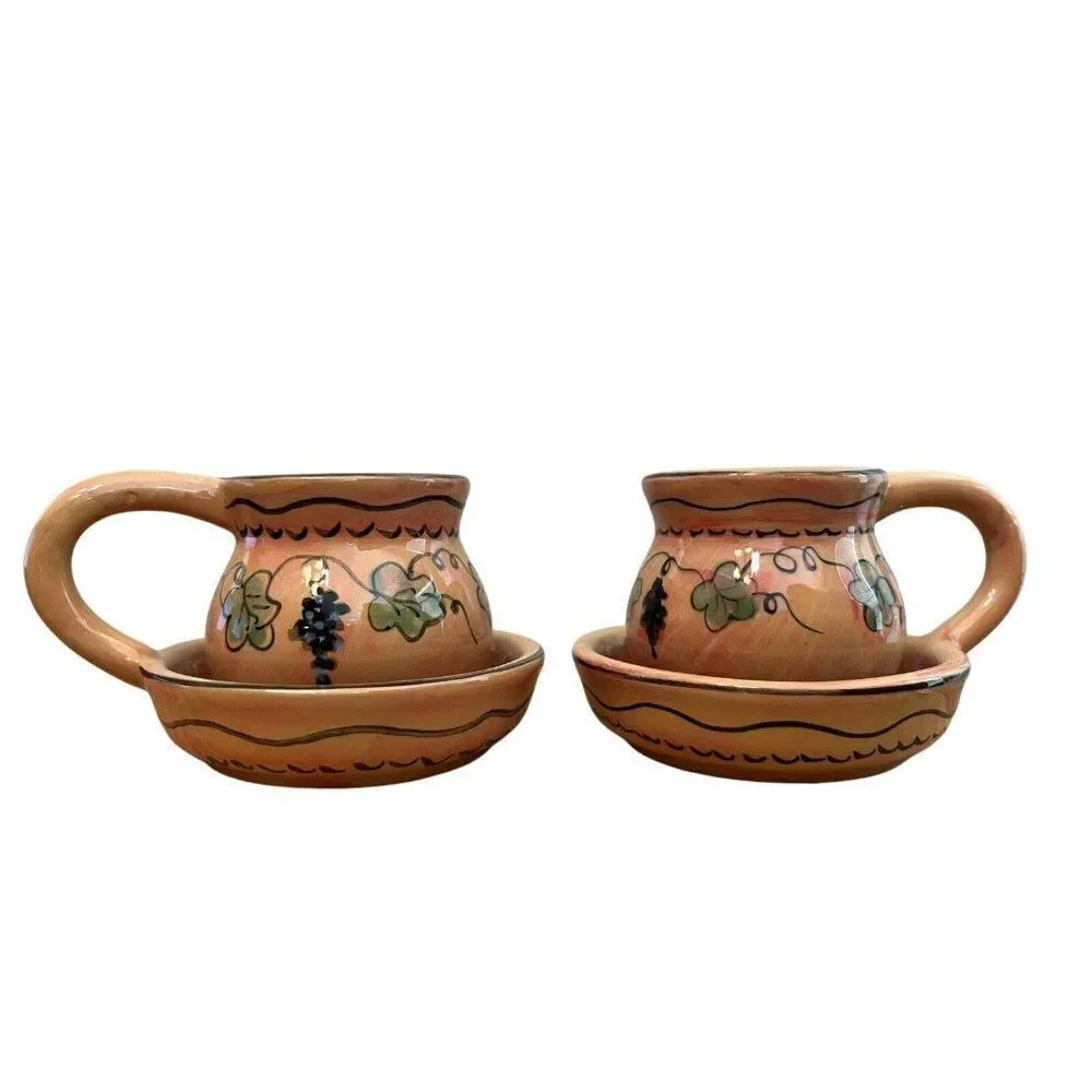 Redwear Lang Wine Country Glazed Candlestick Holders Grapes Set of 2